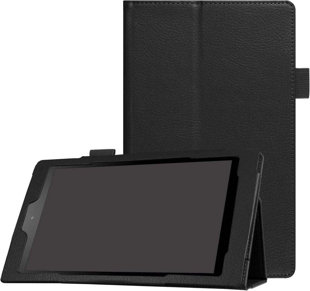 Asng Fire HD 8 2018/Fire HD 8 2017/Fire HD 8 2016 Case - Premium PU Leather Folio Stand Cover Case with Auto Wake/Sleep for Fire HD 8 (8th / 7th / 6th Generation) (Black)
