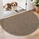 BEQHAUSE Dirt Trapper Door Mat 26" x 40" Half Circle Non-Slip Washable Doormats Entrance Rugs Absorbent Welcome Low Profile Floor Mats for Front Back Door and Entryway, Taupe