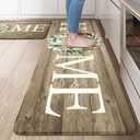 KIMODE Anti Fatigue Mats for Kitchen Floor,Farmhouse Rugs Sets of 2,Cushioned Carpet Non Slip for Laundry,Memory Foam Runner for Sink Office,Khaki 20"x47"+20"x32"