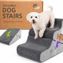 Dog Stairs for Bed & Couch – BuddyRamp 2-in-1 Foldable Dog Stairs and Ramp, 3-Step Pet Stairs Converts to Gentle Ramp, Non-Slip Soft Foam Steps for Small Dogs & Senior Pets