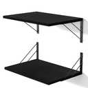 Love-KANKEI Wide Floating Shelves for Wall, Black 16" W x 12" D Large Deep Wood Wall Shelves for Storage in Bathroom, Bedroom, Living Room, and Kitchen Set of 2