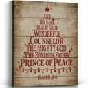 Voxitura Vintage Merry Christmas Bell Wall Art Canvas, Rustic Cotta core Bow Wall Decor for Holiday, Retro Farmhouse Winter Paintings Pictures Prints Framed for Bedroom Prayer Room 12x15in