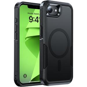 Magnetic for iPhone 16e Case Military-Grade Dual-Layer Shockproof, Rugged Heavy Duty Protective Cover [Compatible with Magsafe] Anti-Fingerprint Anti-Scratch 16e Phone Case 6.1, Black
