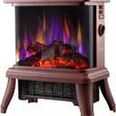 18 Panoramic Window 1500W/1650W Electric Wood Stove Fireplace with Flame Effect, 4 in 1 Freestanding Indoor Space Heater. 3S of Rapid Heat. Fully Curved 3D Panoramic Flame Effect,Red Brown