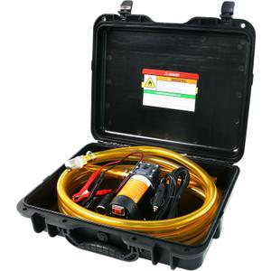 12V Fuel Transfer Pump Moves 120 Gallons of Gas or Diesel Per Hour. With Car Cigarette Lighter Plug, Battery Clip and Upgraded Carrying Case, for UTVs, Vehicles, Boats, Equipment.(80W)