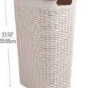 Mind Reader Slim Laundry Hamper with Lid, 40L Clothes Basket, Narrow Tapered Design with Ventilated Cutout Pattern, Plastic, Ivory