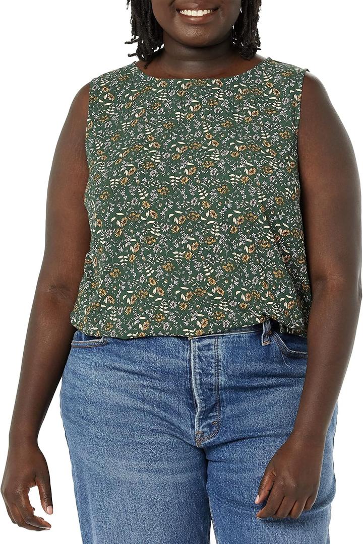 Amazon Essentials Women's Regular-Fit Sleeveless Layering Tank Top, Crew Neck (Green, XS)