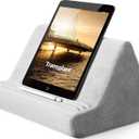 BZVV Tablet Pillow Stand with Pocket,Adjustable 3 Viewing Angle,Lazy Holder for Bed Sofa,Compatible with iPads Tablets eReaders Smartphones Books Magazines (Light Grey)