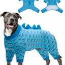 CuteBone Shark Costume Dog Pajamas, Stretchy Spandex Crystal Velvet Sleepwear Coat for Small Dogs, Soft & Warm Pet Outfit Clothes for Cold Weather, Cozy Pullover Design COSP07-4XL 