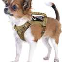 Tactical Dog Harness Tactical with Rubber Handle K9 Military Adjustable Puppy Pet Vest Harness for Outdoor Training XS (Brown Harness)