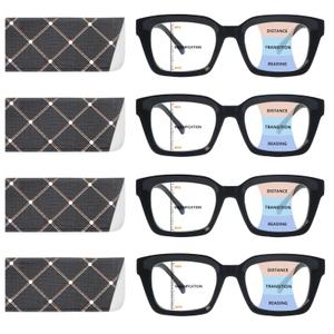4 Pack Progressive Multifocus Reading Glasses for Women Oprah Style Blue Light Blocking Computer Readers