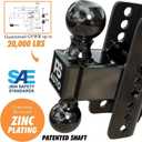 Adjustable Gooseneck Drawbar Trailer Hitch - 20,000 LBS, Fits 2 and 2-5/16 Inch Balls, US Gov Tested & Certified, Gooseneck Trailer Hitch Adapter for RV Towing, Motorcycles & Powersports