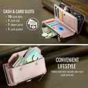 Strapurs Wallet Case Compatible with iPhone 13 Pro Max RFID Blocking 10-Card Holder Soft PU Leather Magnetic Snap Shoulder Strap Zipper Pocket Phone Case Fit for iPhone 13 Pro Max - Rose Gold