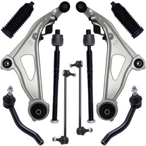 AUQDD 10Pc Front End Suspension Kit Fit For 13-20 Ni-ssan Pathfinder, In-finiti QX60, 2 Lower Control Arm w/Ball Joint 2 Sway Bar Link 4 Outer & Inner Tie Rod End (# K623063 K750282 EV801209 ES801265)