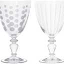 MIKASA Cheers Wine Goblets, Crystal Wine Glasses, Silver Design, 340ml, Set of 4