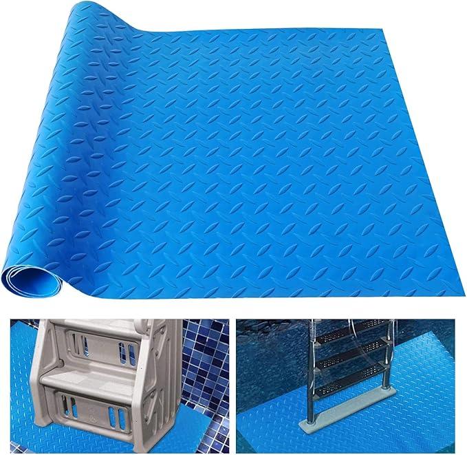 45"x 60" Swimming Pool Ladder Mat Protective Vinyl Pool Liner for Above Ground Swimming Pool Swimming Pool Step Pad Protects Ladder Pad Compatible with Pool Step Ladder