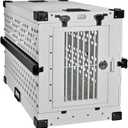 Heavy Duty Fully Collapsible Powder-Coated Aluminum Dog Crate - Medium (White) (34.6"L x 25.2"W x 28.9"H)
