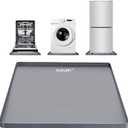 Silicone Washing Machine Mat 27x27 Inch for Small Compact Washer Dryer Waterproof Drain Pan Drip Tray with Raised Edge, Non-Slip Floor Leak Protector Flexible Soft Pads for Laundry Room, Gray