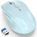 TECKNET Wireless Mouse, 2.4G USB Computer Mouse with 6-Level Adjustable 4800 DPI, 30 Months Battery, Ergonomic Grips, 6 Buttons Portable for PC, Chromebook, Mac - Lightblue