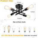 TOBUSA Semi Flush Mount Ceiling Light Fixture Matte Black, Modern Sputnik Close to Ceiling Light, Chandelier Light Fixture Ceiling for Bedroom Kitchen Living Room Dining Room, 4 Light E26 Socket
