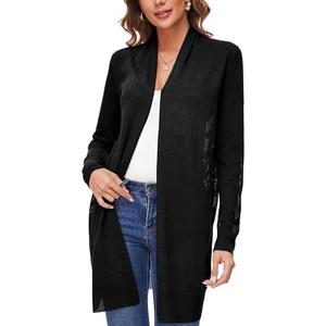 Women's Lightweight Summer Crochet Open Front Long Shawl Cardigan Hollow-Out Sweater Size Small