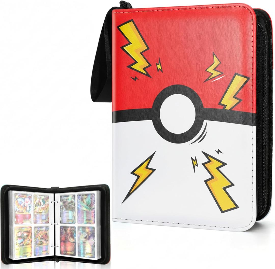 Portable 4-Pocket Trading Card Binder, 400 Pockets with 50 Removable Sleeves, Portable Collector Album with Zipper for TCG, Sport & Game Cards Prime