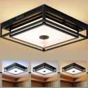 Large LED Motion Sensor Outdoor Ceiling Light 13" Square Flush Mount Lights