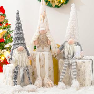 DraMosary Christmas Gnomes Plush Elf Decoration,3PCS Handmade Winter Gnomes Snowflake for Home Office Table Ornament Tiered Tray Party Decor (Chg3multi)