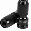 2PC 3/8" to 1/4" Impact Wrench Adapter, Quick Release Bit Holder, Cr-Mo Steel with Black Phosphate Finish, for Impact Driver, Ratchet & Power Tools