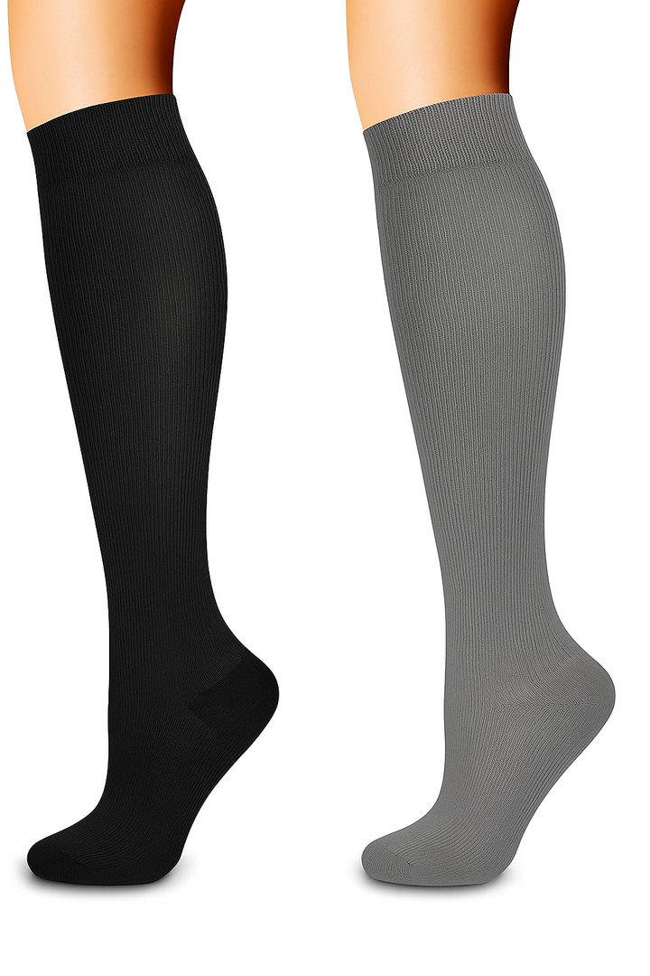 Laite Hebe 2 Pack Medical Compression Sock-Compression Sock for Women and Men-Best for Running,Nursing,Sports (Small-Medium, 02-Black/Grey)