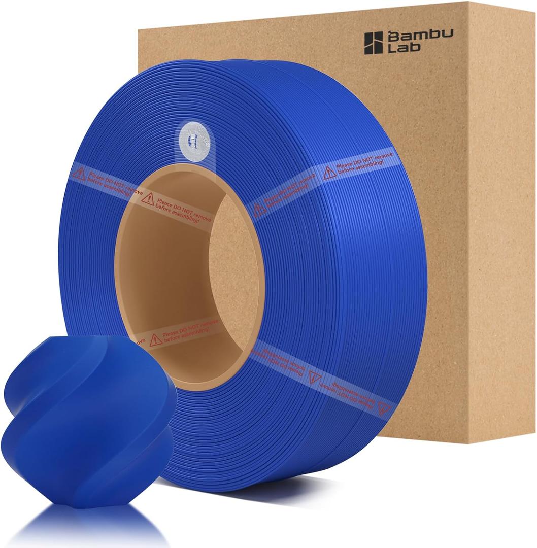 Bamboo PLA Basic Refill Filament 1.75mm 1 KG (2.2lbs) with RFID for Bambu Lab A1/X1/P1 Series 3D Printers,Easy to Print, 3D Printing Filament,No Spool, +/- 0.03mm (Blue 10601)