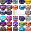 Arxinor Empty 3 oz Candle Tins Candle Jars 28 Pcs 28 Patterns, Candle Making Kits, with Wicks, Wick Holders & Stickers