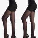Yilanmy Women's Control Top Pantyhose Sheer Tights 30D High Waist Tummy Control Pantyhose 2 Pairs, L