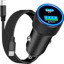 3 x Apple MFi Certified Phone 16 Car Charger, Rombica 52.5W PD/QC Car Power Cigarette Lighter Adapter USB C Fast Charging with TypeC Braided Cord for iPhone 16/16 Pro Max/15/15 Pro/Galaxy S25/S24/Pixel
