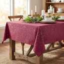 Horaldaily Burgundy Red Tablecloth 52x70 Inch Rectangular, Solid Rectangle Table Cloth with Golden Sequin, Thanksgiving Christmas Table Cover for Wedding, Party, Banquet, and Events