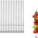 Metal Skewer for Grilling,Kabob Skewer,Flat BBQ Barbecue Skewer,Grilling Skewers Set,Reusable BBQ (15" skewers(16 pack))