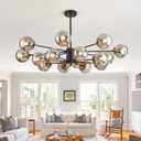 16 Lights Black and Gold Large Glass Globe Mid Century Sputnik Chandelier
41" Art Deco Modern Chandelier, Sputnik Ceiling Light Fixture for Living Room, Dining Room, Bedroom, Office