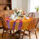 Eikione 70In Round Tablecloths Stain Resistant Tablecloth Wrinkle Free Circle Table Clothes,Washable Reusable Polyester Table Covers (Rainbow 70In)