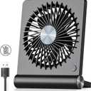 Koonie USB Fan, Strong Wind Ultra Quiet Small Desk Fan 220 Tilt Folding 3 Speeds Adjustable USB-C Corded Powered Personal Fan for Home Office Desktop Black (5.7 inch)