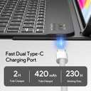 YBING for iPad A16 Case with Keyboard 11th &10th Generation, 360 Rotation Magnetic Cover with 7-Color Backlit Wireless Detachable Keypad with Pencil Holder for iPad 11th 2025/10 Gen 10.9" 2022 (Black)