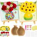 2 Sets DIY Vase Mosaic Painting Kit Mosaics Arts Craft Set with Vase Flower Accessories Handmade Art Painting Kit for Adults Handcraft Course Creativity Artwork Gift Home Room Decor