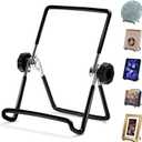 Plate Stands for Display and Book Stand,Adjustable Portable Holder Stand, Magazine Rack, iPad Stand,2Pack 7Inch Metal White Frame Holder for Picture, Decorative Plate, Cookbook, Photo EaselsBlack