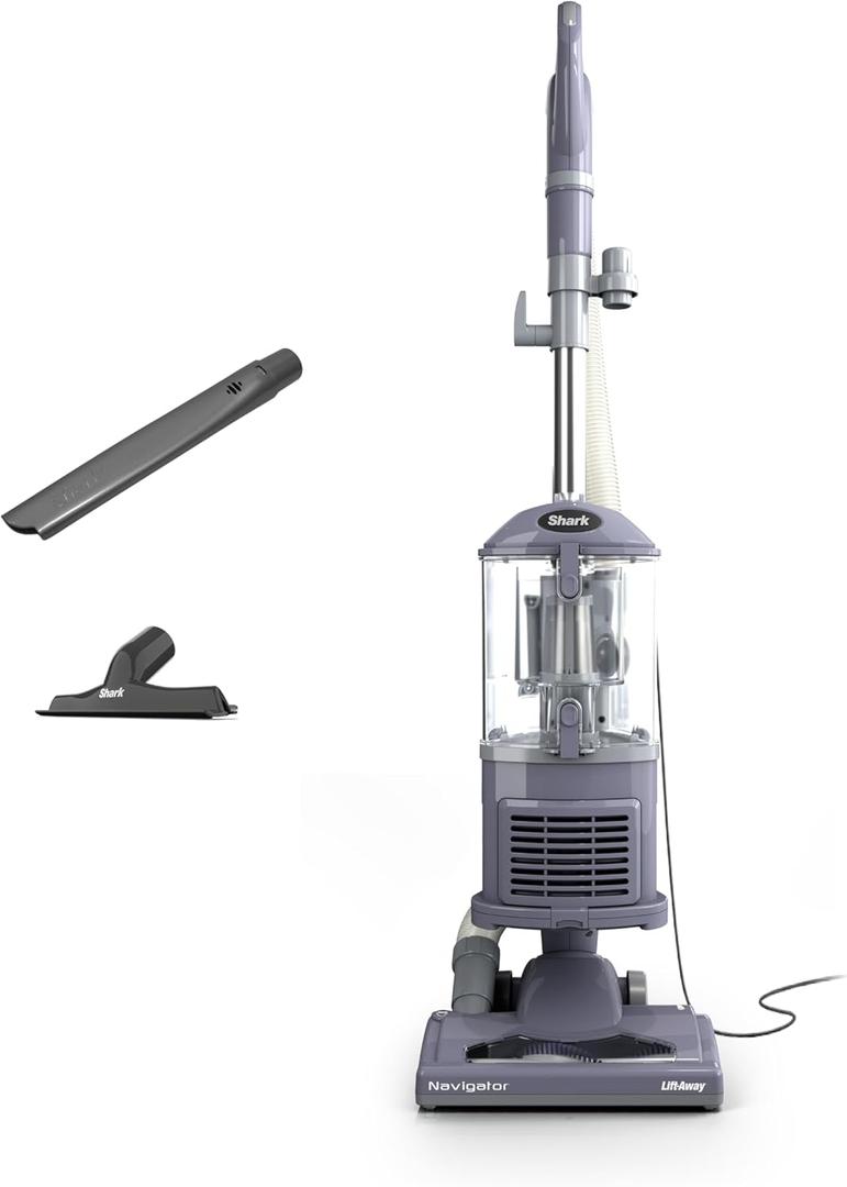Shark NV352 Navigator Lift Away Upright Vacuum, Hepa Filter, Anti-Allergen Technology, Swivel Steering, Ideal for Carpet, Stairs, & Bare Floors, with Wide Upholstery & Crevice Tools, Lavender