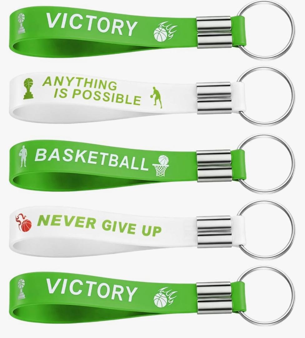 2 x Cunno 12 Pcs Basketball Senior Night Gifts Keychains Silicone Wristlet Keyrings with Motivational Quotes for Class Gifts