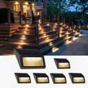 Solar Lights Outdoor, Waterproof Solar Powered Deck Step Lights for Patio Garden Backyard Garage Driveway Pathway Outside Wall Lighting (Warm White/6 Pack)