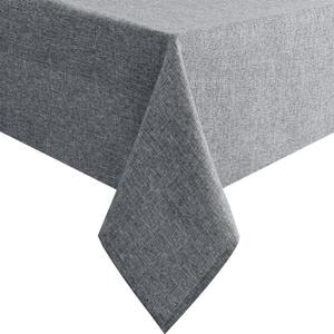 Hiasan Faux Linen Rectangle Tablecloth - Wrinkle and Stain Resistant Washable Table Cloth for Kitchen Dining Room Holiday Table Cover for Party Dinner, Grey, 90 x 132 Inch