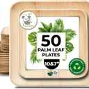 Koala love Palm Leaf Plate Bamboo Paper Plates Disposable 10 Inch & 7 Inch Bulk Party Pack Eco Compostable Biodegradable Wooden Plate Best Alternative To Plastic Paper Plates (50 Pc)