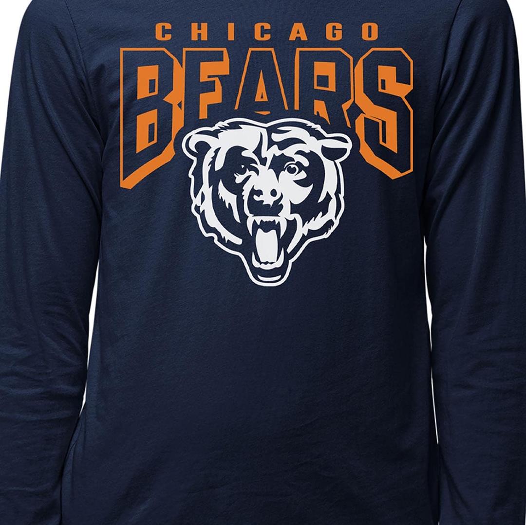 Junk Food Clothing x NFL - Chicago Bears - Bold Logo - Unisex Adult Long Sleeve Fan T-Shirt for Men and Women - Size 3X-Large