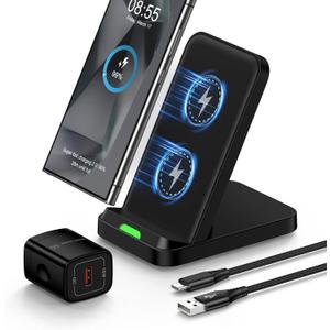 15W Pixel Wireless Fast Charging Stand for Pixel 9a/9 Pro XL Fold/8Pro/8a/8/7a/7 Pro, Android Wireless Phone Charging Pad Fast Charging Station with Adapter for Samsung S25 Edge/S25 Ultra/S24 FE/S23 (Black)