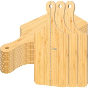 Zubebe 12 Pcs Bulk Wood Cutting Board with Handle Cutting Board for Laser Engraving, 11" x 5" Bamboo Serving Trays Charcuterie Trays for Customized Wedding Housewarming Mom Christmas Gift Party Favor